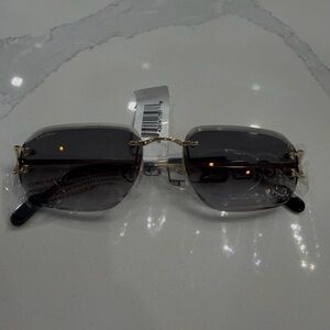 Cartier Gold and Black Rimless Sunglasses
